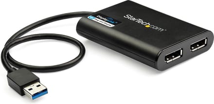 StarTech.com USB Aan Dual DisplayPort adapter - 4K 60Hz - USB 3.0 (5Gbps) - Extern Video AV / multimedia paneel - DisplayLink DL-6950 - Zwart
