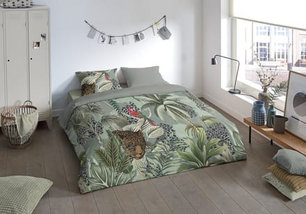 Pure dekbedovertrek jungle print - 1 persoons 140x200/220 cm - Groen - Microvezel