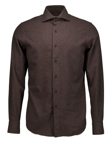 Xacus Washed Shirt Lange Mouw Overhemden Donkerbruin 721ml/31148