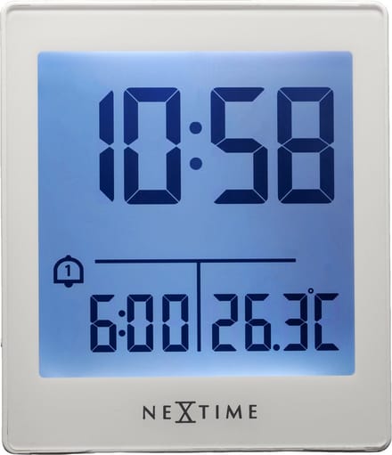 Digitale Tafelwekker 7,7x8,9x3 cm - RCC - Temperatuur - Wit - ABS - NeXtime Wake Up