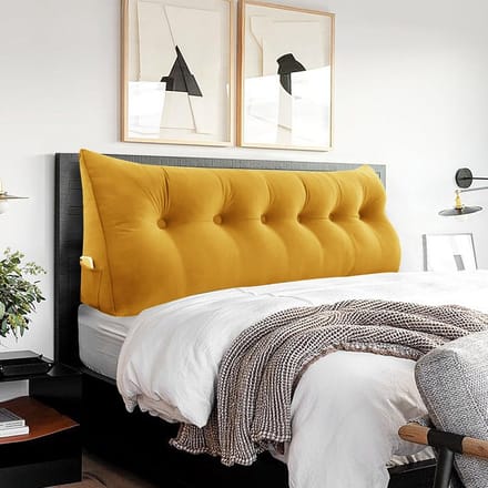 Groot XXL Leskussen Rugleuning voor Bed en Sofa - Velvet Geel 180 cm