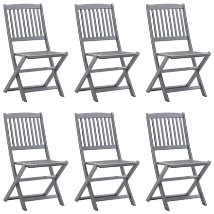 vidaXL - Inklapbare - stoelen - 6 - st - met - kussens - massief - acaciahout