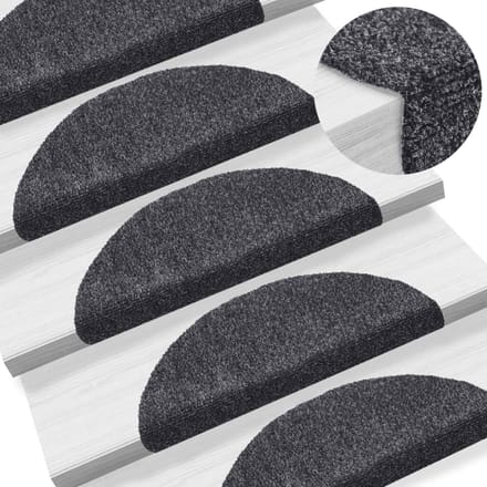 vidaXL - Trapmatten - Zelfklevend - 15 - stuks - 56x17x3 - cm - Donkergrijs - Halfrond