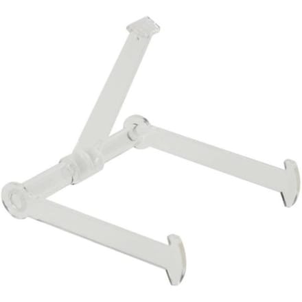 Standaard met arm voor boeken, cd's, borden etc., transparant acrylaat, formaat 10 cm.