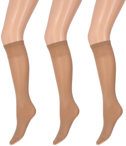 Marianne - Dames Kneehighs Shiny Panty - 35Den - 3-Pack - Maat One Size - Wineblush