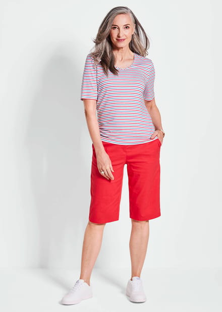 Goldner Gestreepte shirt Maritieme streepjeslook met V-hals