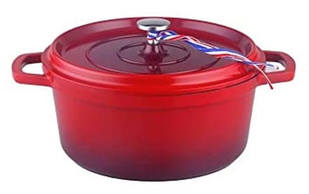 Stoofpan Ø 20 Cm Rond Rood Gevlamd Aluminium met Steencoating - Voor Alle Warmtebronnen