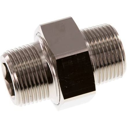 R 1'' Vernikkeld Messing Borstnippel 3-delig met Conische afdichting 16 Bar - FL2S-M-BN-100R-C