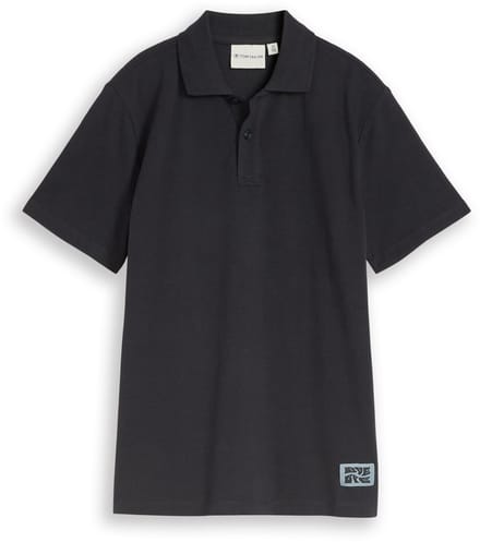 Tom Tailor - Piqué poloshirt met logo-badge - Maat 128 - coal grey
