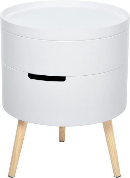 Ronde bijzettafel met 2 opbergvakken, flexibel te combineren
