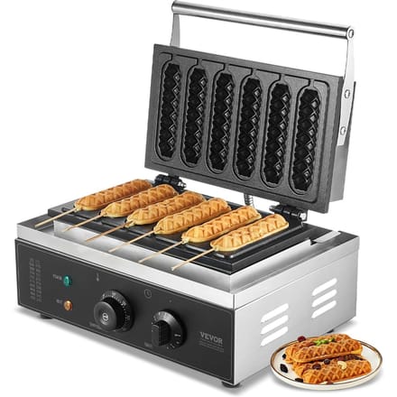 6 STKS Commerciële Wafelstokjes Maker Wafel Bakplaat Hotdog Wafelijzer 1500W
