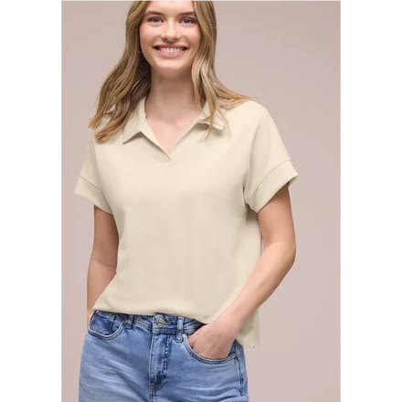 Poloshirt met korte mouwen en geribd detail