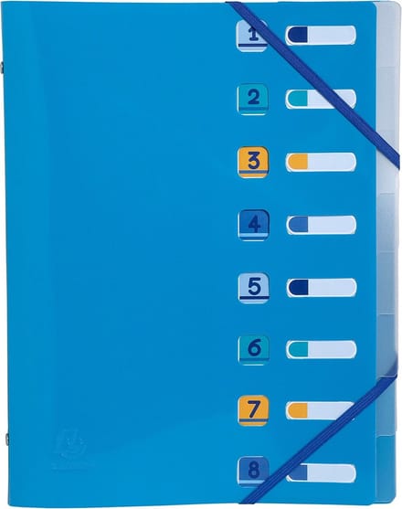 Sorteermap met 8 vakken en elastiek voor A4 documenten