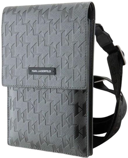 Karl - Lagerfeld - Saffiano Mongram Plaque KLWBSAMSMG Case Bag - zilver