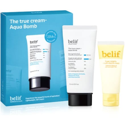 belif The True Cream Aqua Bomb & Super Knights Multi Vitamine Mask Set - Aqua Bomb 75ml + Vitamine Masker 35ml blue