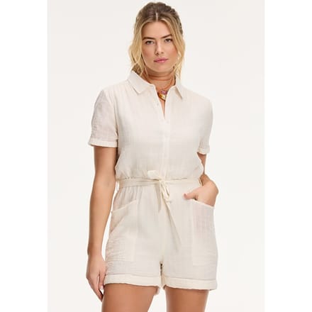 Shiwi Ladies Freya Slub Jumpsuit Light Kit White Größe: M | Playsuits Outlet | Damen | Weiß