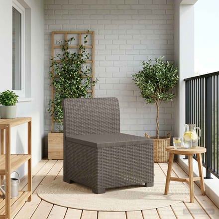 vidaXL - Eén-zits - Tuin - Sofa - Rieten - Look - PP - Lichtgrijs