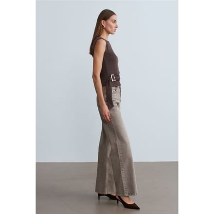 Gestrikte Geribde Mouwloze Blouse