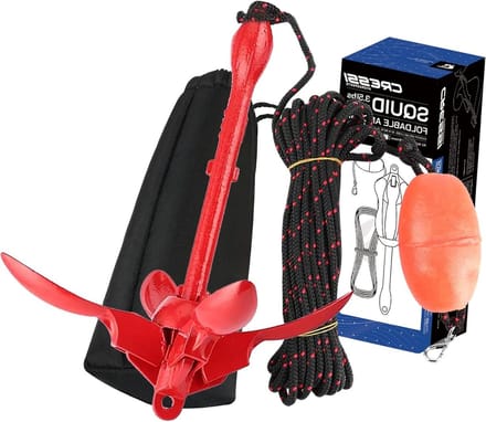 Opvouwbaar Anker - SUP Kajak Anker - Watersport Stabiliteit - Compacte Paraplustructuur - 1.6 kg - Rood