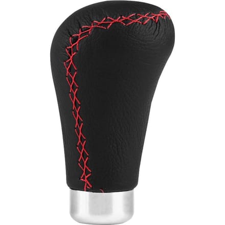 Universele Versnellingspookknop Schakelpookkop met 4 Adapters Zwart Leer Rode Stiksels black