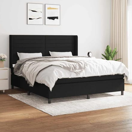 vidaXL - Boxspring - met - matras - stof - zwart - 180x200 - cm