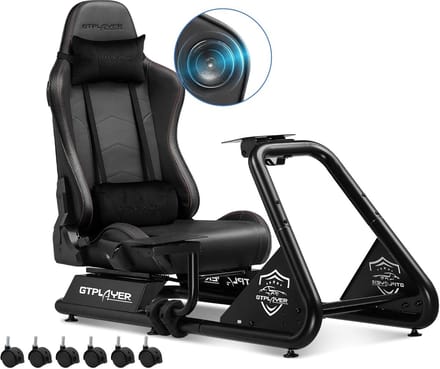 GTPLAYER - Simulator Cockpit - Met Luidsprekers en Stuurwiel Steun - Zwart