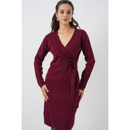 Bodycon Midi-jurk met V-hals en striksluiting