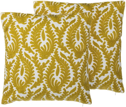 PRIMULA - Sierkussen set van 2 - Mosterdgeel - 45 x 45 cm - Katoen