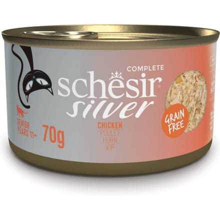 12x70g Schesir Silver Senior Kip natvoer voor katten