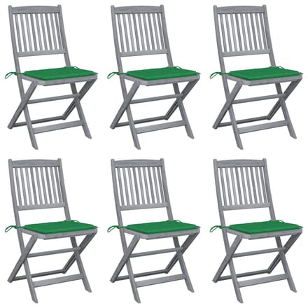 vidaXL - Inklapbare - stoelen - 6 - st - met - kussens - massief - acaciahout