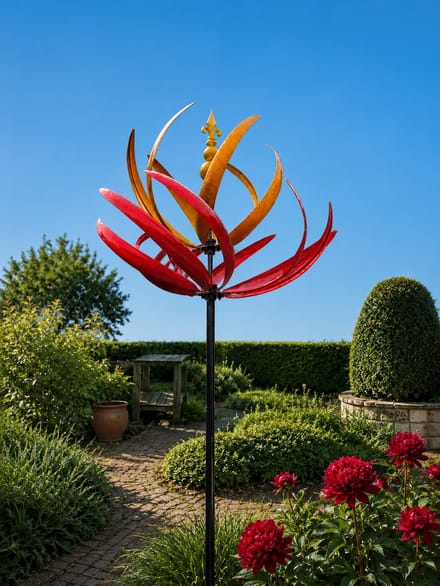 WINDMOLEN / ROOD / TUINSTEKER /METAAL / TUINSTEKER / GEPOEDERCOAT // WINDSPINNER