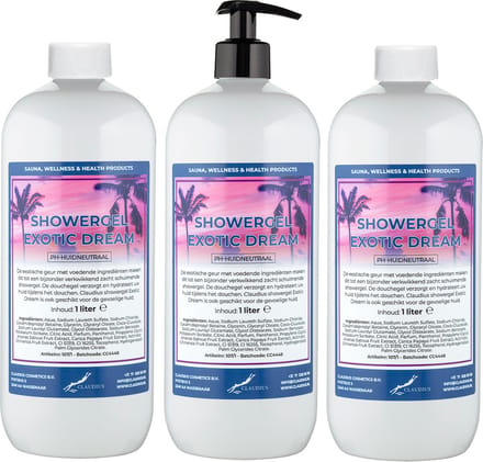 Claudius Douchegel Exotic Dream 1 liter - set van 3 stuks - met gratis pomp - Showergel
