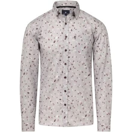 State Of Art Overhemd Print Grijs - Maat M - Heren - Overhemden Casual