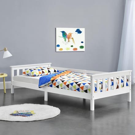 Kinderbed met bedbodem en uitvalbeveiliging 90x200 cm wit