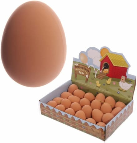 Puckator Nep stuiterend ei - 5x - rubber - bruin - 5 cm - stuiterbal fop eieren