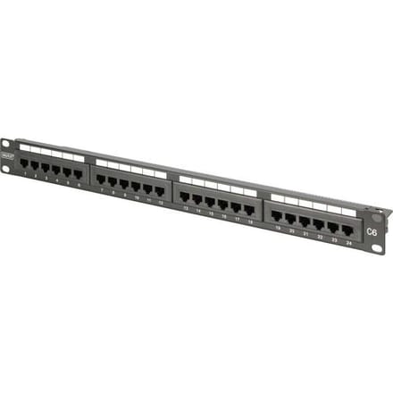 DIGITUS - CAT 6, Klasse E Patch Panel, ungeschirmt Patchpaneel 483 mm (19) CAT 6A Zwart Ingericht