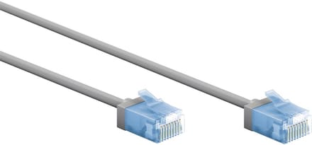 Goobay Ultraflexibele CAT 6a netwerkkabel, grijs, 5 m, slim, U/UTP, extra-korte stekkers, zuiver koperen geleider, LSZH