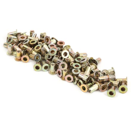 100 Stuks Klinkmoer Kleur Verzinkt Platte Kop Schroefdraad Nutsert Kit Hardware AccessoiresM3