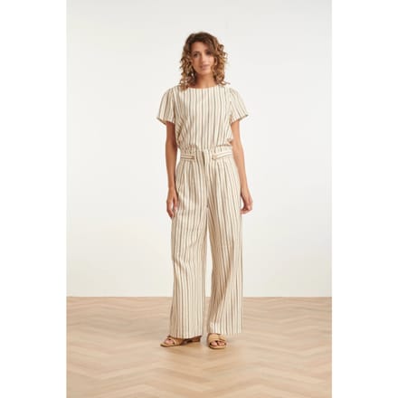 Smashed Lemon Gestreepte wide leg broek met knoopdetail |