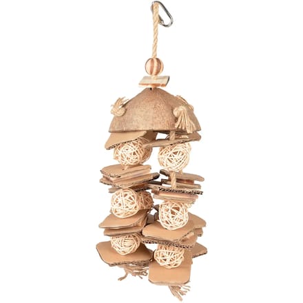 Vogelspeelhanger met wilgenballen en karton Duvoplus Coconut Jungle