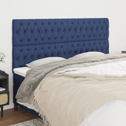 vidaXL - Hoofdbord - blauw - 180x7x118/128 - cm - stof