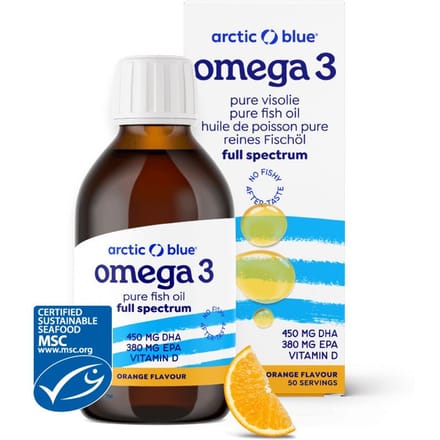 Arctic Blue - Omega 3 Visolie - Sinaasappel - vitamine D - MSC - 150 ml