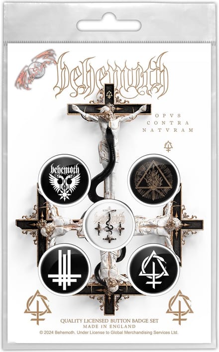 Behemoth - Opus Contra Natvram Badge/button - Set van 5 - Zwart/Wit
