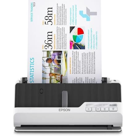 Epson DS-C490 Scanner - Computertoebehoren - Kantoorapparatuur - Documentenscanner met ADF, 600 DPI, zwart/wit A4-formaat