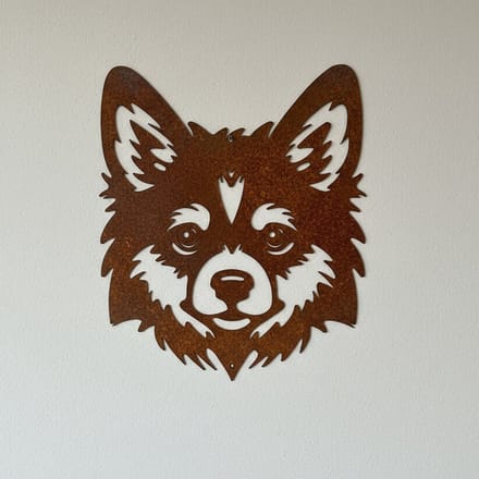 Metalen Hond - Pomsky - Wanddecoratie Cortenstaal
