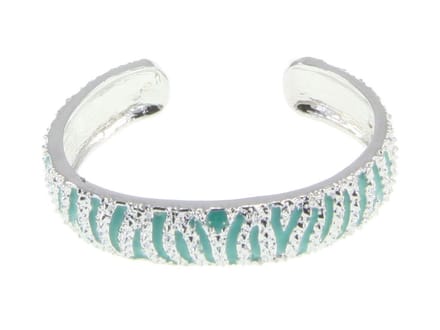 Behave Armband - half open bangle met print - turquoise blauw-groen - zilver kleur - 16.5 cm