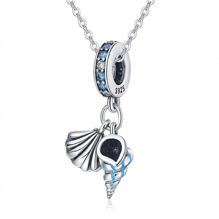 Ketting schelpje - blauw - strand