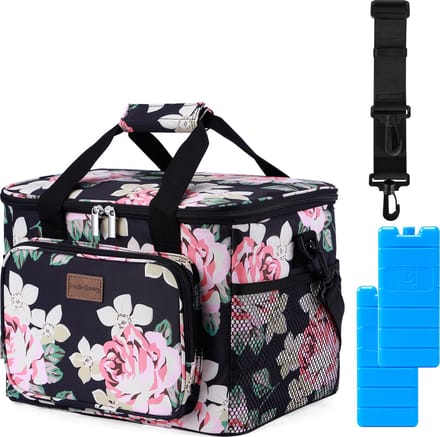 Packaway 4 Laags Geïsoleerde Koeltas - Lunchtas 15 liter - Black Flower