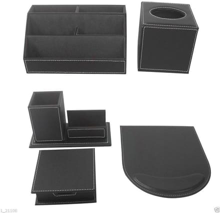 Bureau Organizer Set - Opbergset Kantoor - Bureau Netjes Houden - Draagbaar Ontwerp - 5 Delig - Zwart