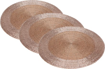 12x stuks placemats/onderleggers champagne rond D35 cm - Diner/kerstdiner tafel placemats